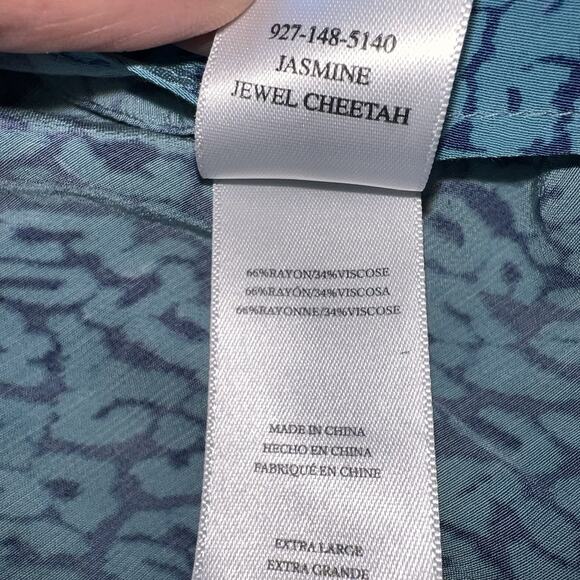 Rails Dress Size XL Blue Jasmine Jewel Cheetah Print Tiered Smocked Waist NWT - Picture 13 of 16